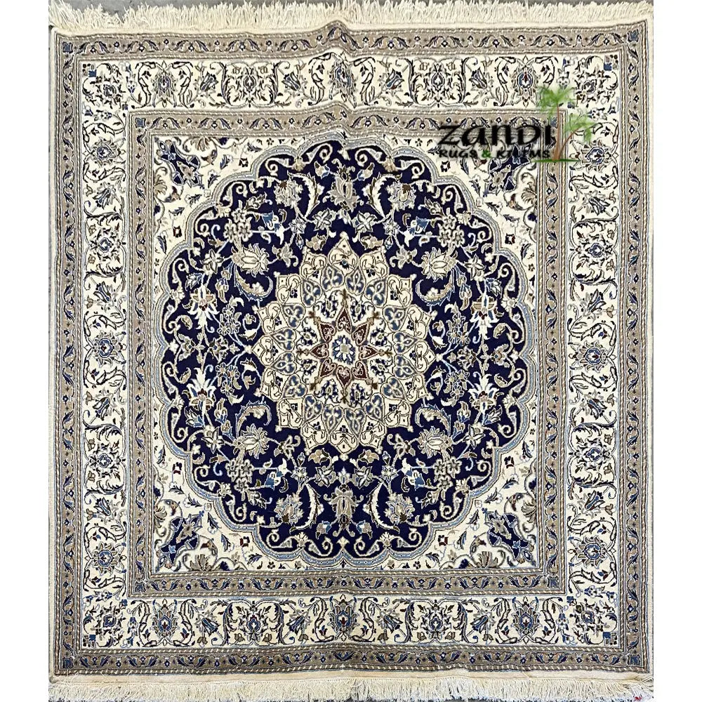 Hand knotted Persian Nain Esfahan design rug size 6'8''x6'8'' RR11507